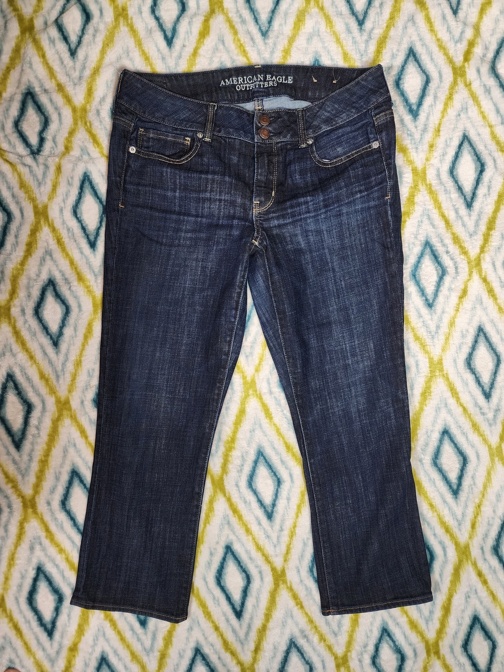 American Eagle Outfitters Dark Blue Women's Straight Crop Jean